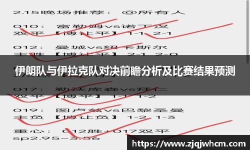 伊朗队与伊拉克队对决前瞻分析及比赛结果预测